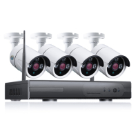 Smart WiFI set van 4 bullet ip-camera's 2.0MP met NVR draadloos met bediening via Smart Life APP werkt met Alexa en Google spraaksturing.T-2056